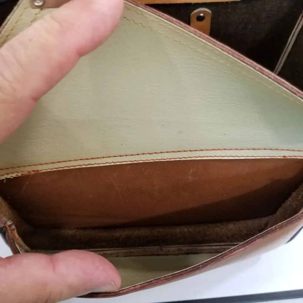 Vintage The Sportsman 502 Top Grain Cowhide Leather Camera Bag Brown Retro